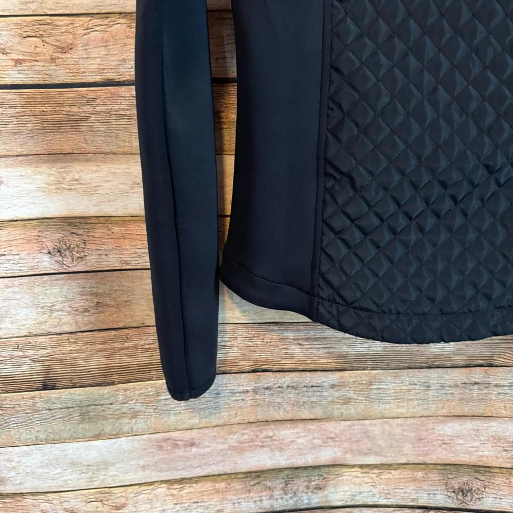 Harcour Techline Equestrian Black Quilted Hooded Zip Up Jacket Size Small